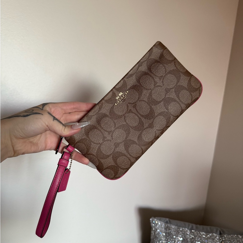 Coach Brown and Pink Wristlet